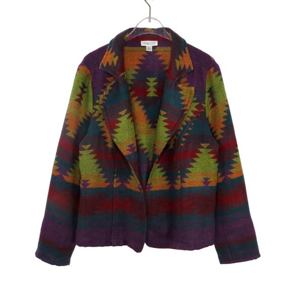 Coldwater Creek 1990s Vintage Rainbow Tribal Boho Western Jacket Large - Picture 1 of 7